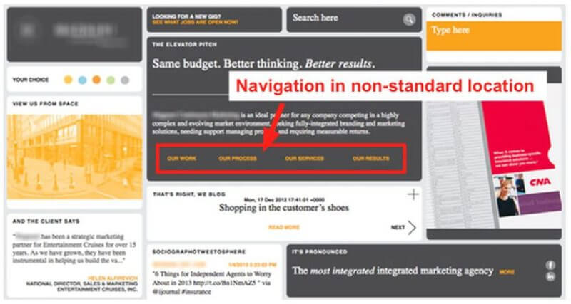 website navigational mistakes