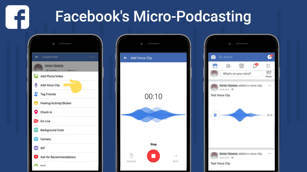 Facebook's micro-podcasting - You may now soon be able to post voice clip status updates