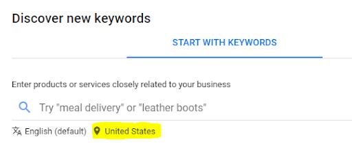 keyword selection region wise