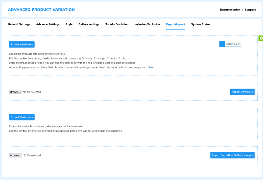 Advance Product Variation Import Export - WooCommerce Variation Swatches