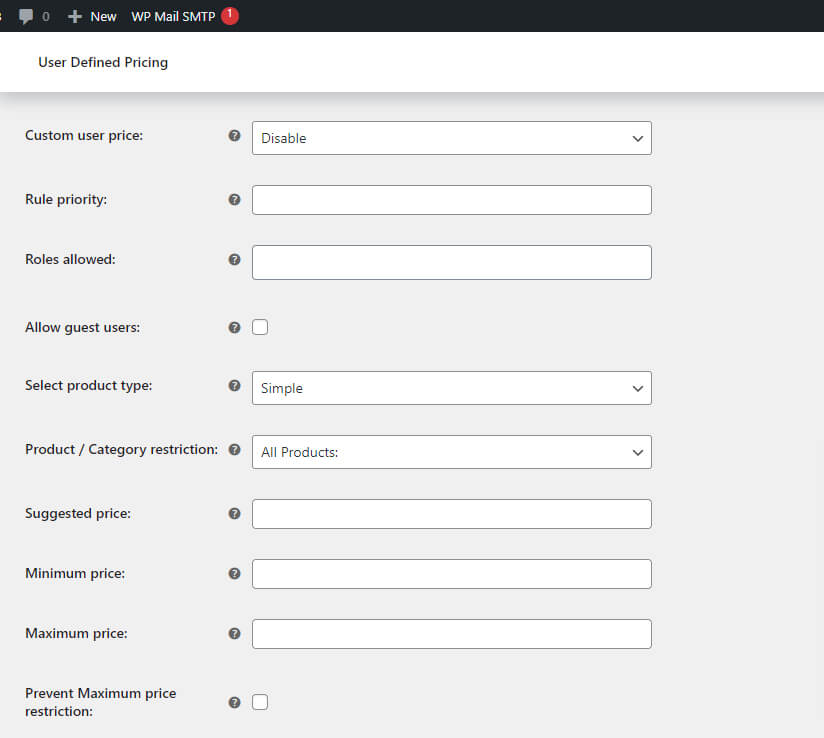 New Rule Settings