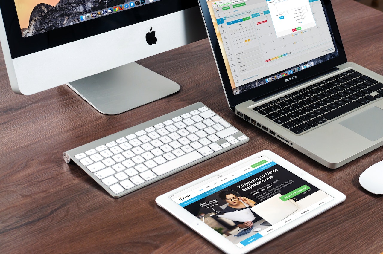 Apple laptop on a table