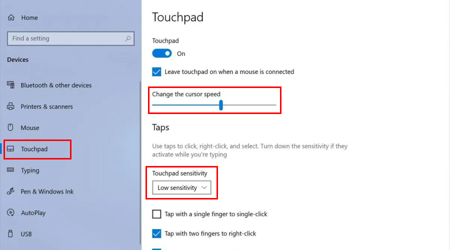 Update Touchpad Sensitivity And Cursor Speed