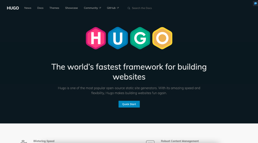 Hugo - wordpress alternatives