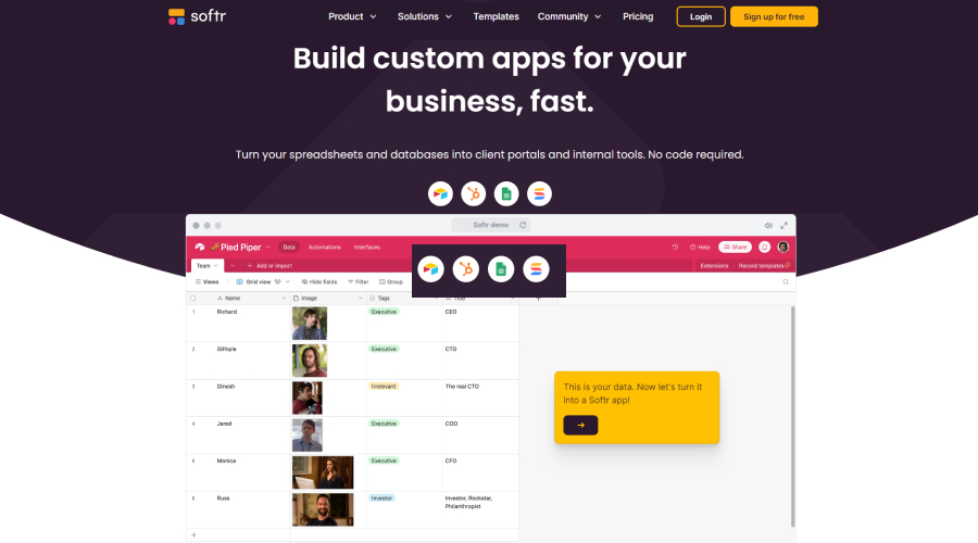 Softr - no code app development platform