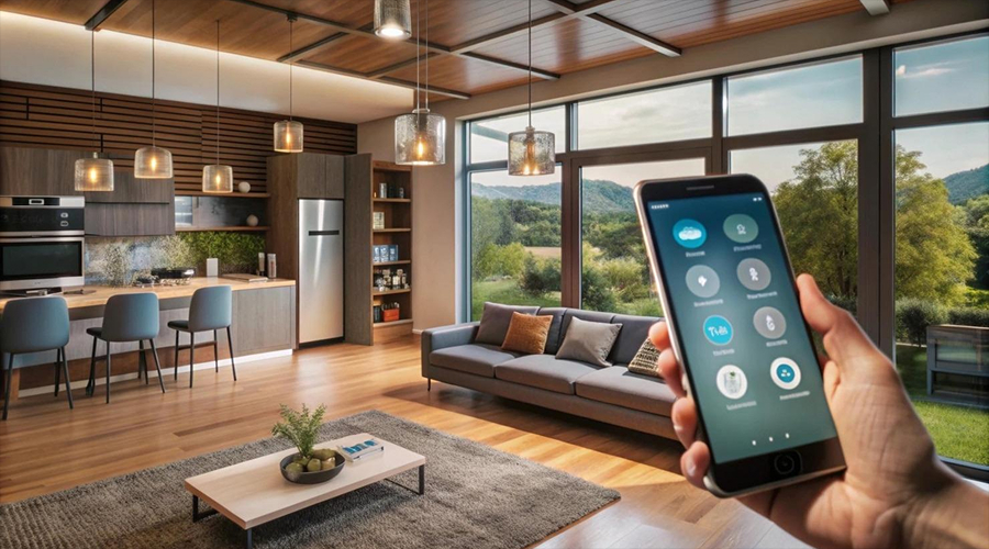 Smart Homes and IoT_ Living in the Future - WeeTech Solution Pvt Ltd Connected home with smart locks, sensors, and appliances