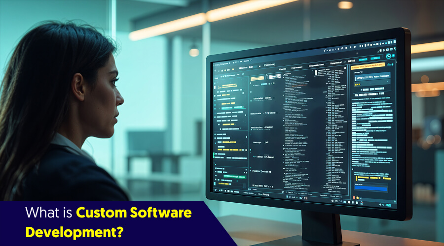 Software developer working on custom software development