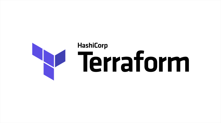HashiCorp Terraform logo featuring a purple block icon and bold black text