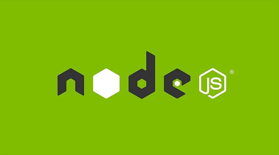 The classic Node.js logo and wordmark centered on a solid, vibrant lime-green background.