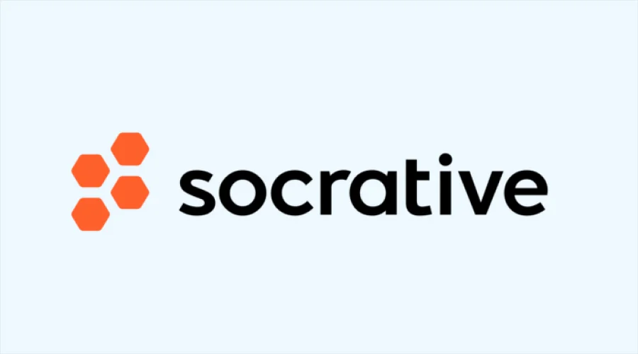 Socrative - WeeTech Solution Pvt Ltd The "socrative" logo in black lowercase text next to an orange icon composed of five small hexagons on a light background.