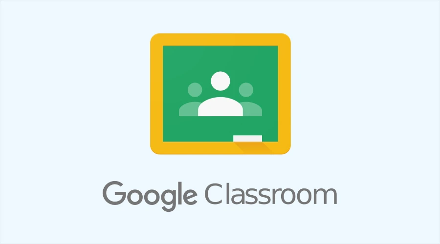 google classroom - WeeTech Solution Pvt Ltd The Google Classroom logo featuring a green chalkboard with a yellow border and simplified white silhouettes of three people.