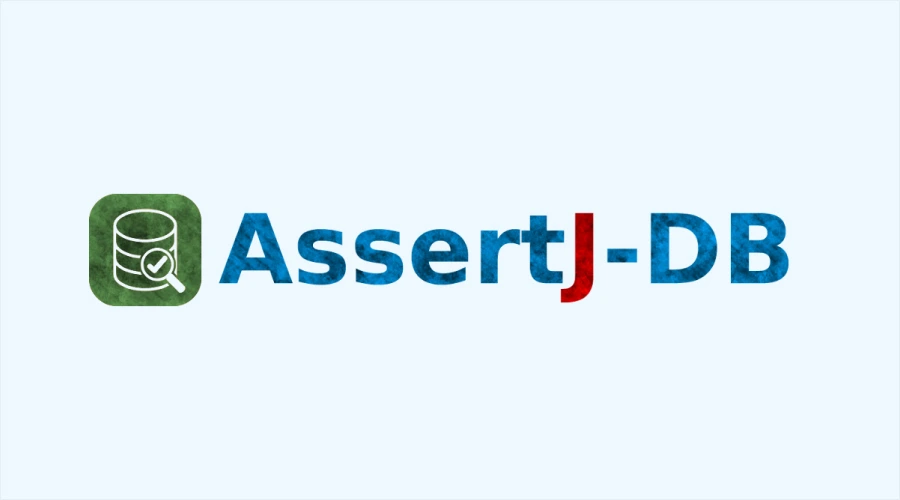 AssertJ - WeeTech Solution Pvt Ltd AssertJ-DB logo featuring a green database and magnifying glass icon on the left, next to the text "AssertJ-DB" in a textured blue and red font.