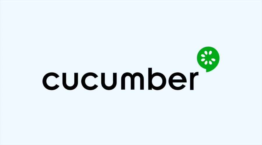 Cucumber - WeeTech Solution Pvt Ltd Cucumber logo displaying the lowercase name in black text with a green speech bubble icon shaped like a cucumber slice.