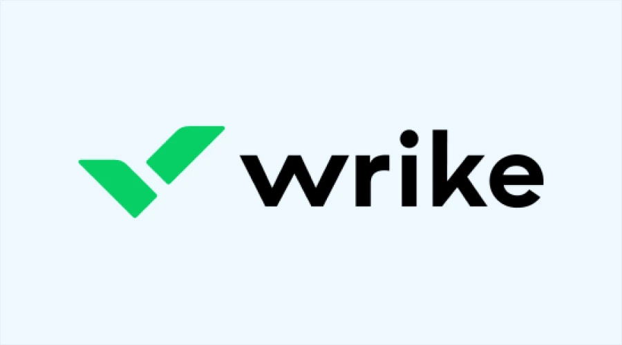 wrike - WeeTech Solution Pvt Ltd The Wrike logo, featuring a green stylized checkmark icon next to the bold, lowercase black text "wrike" on a light blue background.