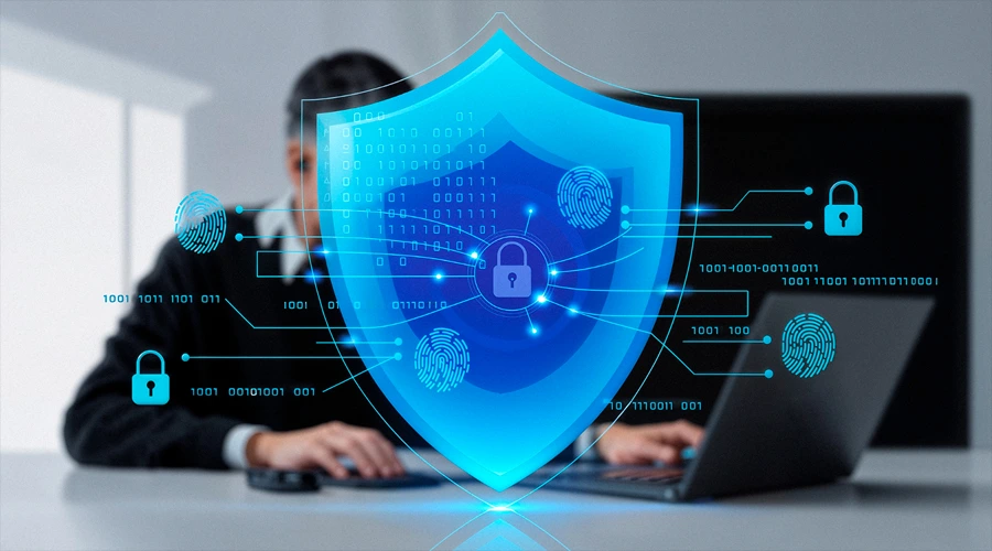2. Legit Security - best for software factory discovery and governance - WeeTech Solution Pvt Ltd An expansive automated industrial warehouse with multiple conveyor belts moving cardboard boxes beneath holographic data-tracking screens.