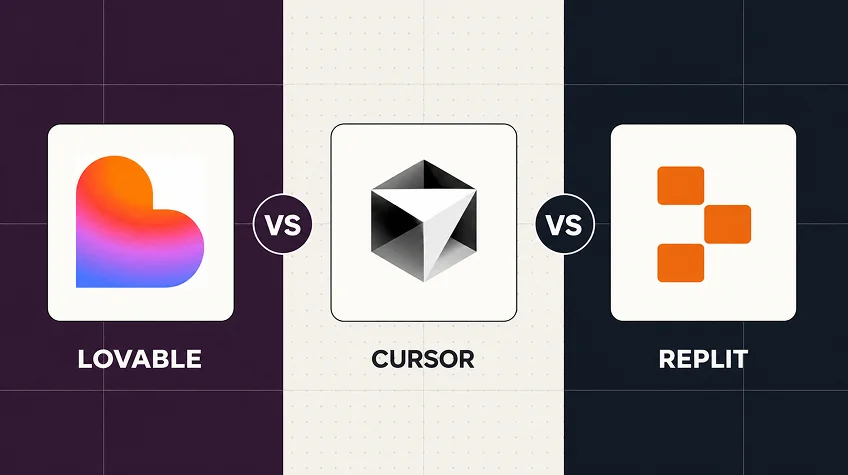 Cursor vs Lovable vs Replit The Ultimate AI Coding Tool Comparison - WeeTech Solution Pvt Ltd Side-by-side comparison of Lovable, Cursor, and Replit brand logos