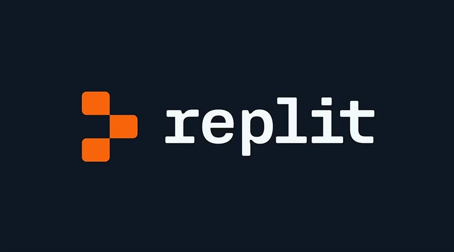What is Replit_ - WeeTech Solution Pvt Ltd Replit logo featuring three orange square tiles next to white lower-case text on a dark background.