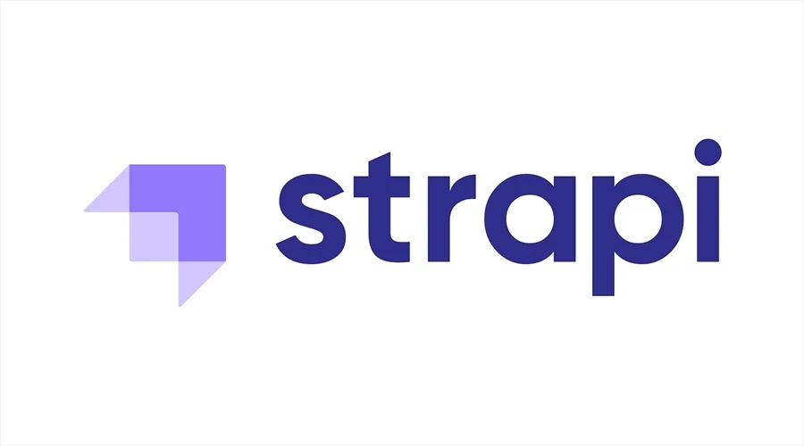Strapi logo displaying a stylized purple geometric icon next to the brand name on a white background.